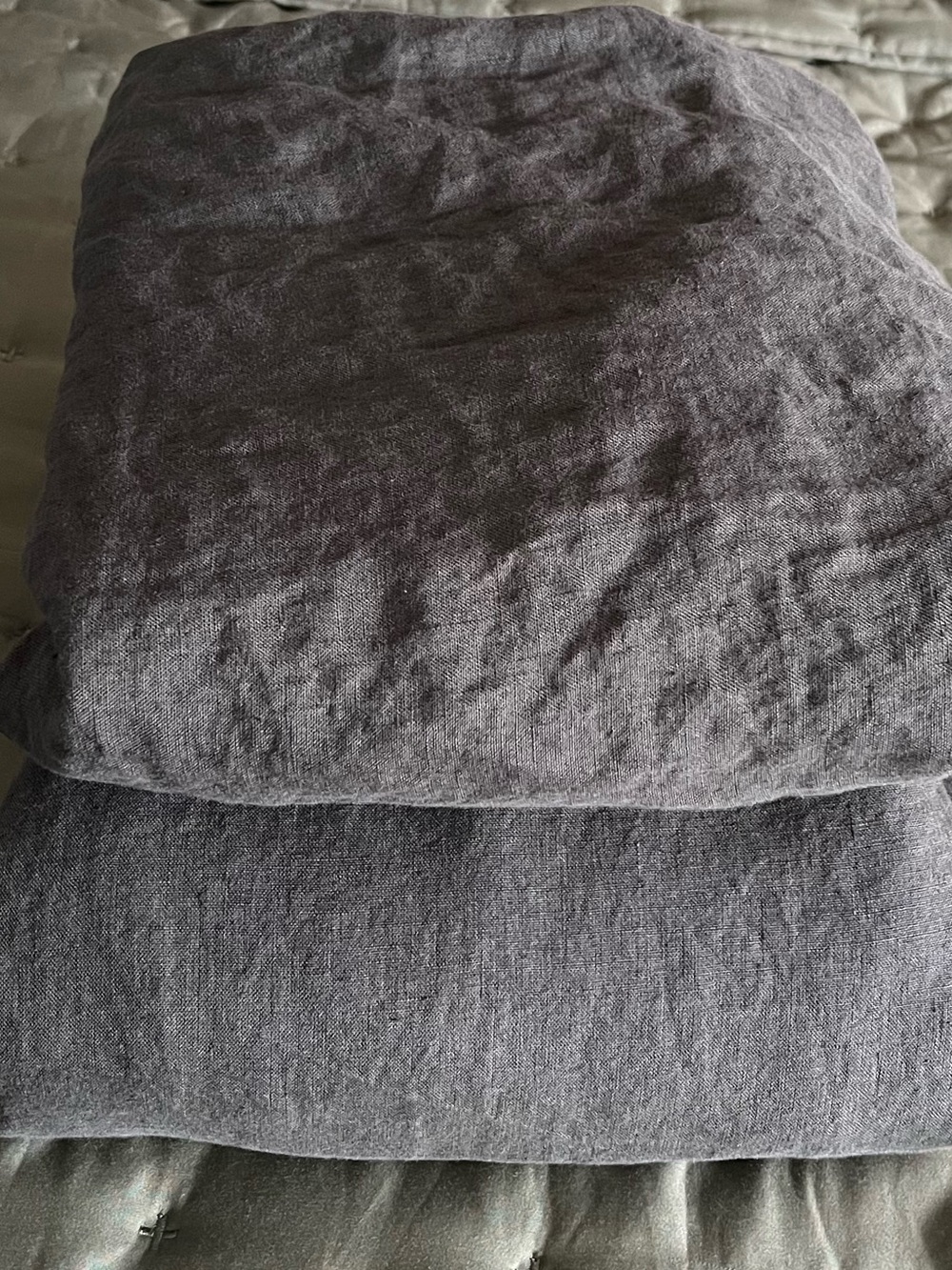Quince European Linen Flat Sheet and Sham Set, King (Pine) - Picture 2 of 2